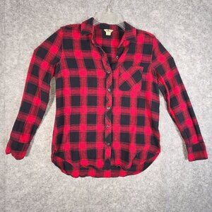 Woolrich Women's Flannel Button Up Long Sleeve Shirt Red Black Plaid Size S
